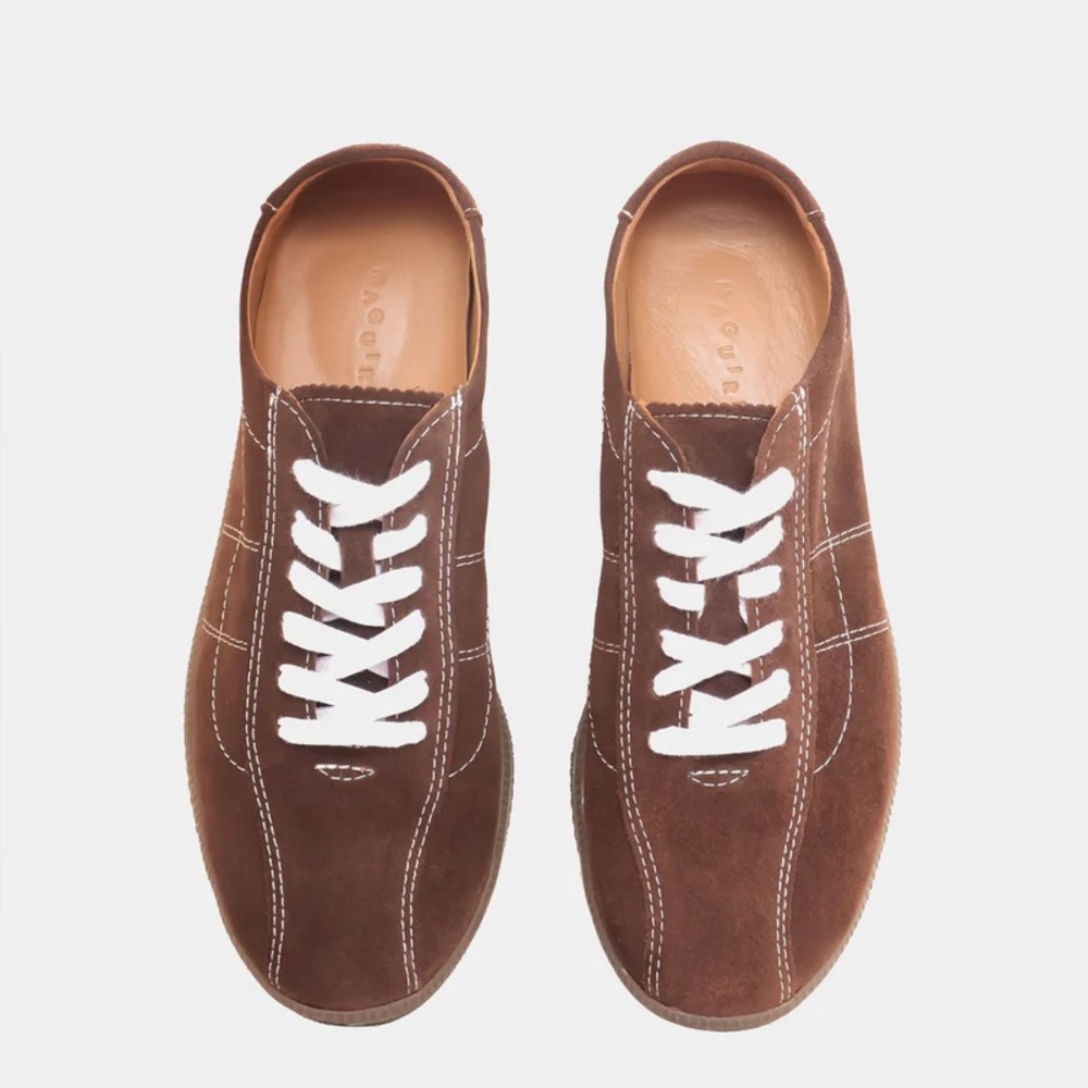 Women’s Brown Suede Lace-Up Sneakers - Picture 6 of 6